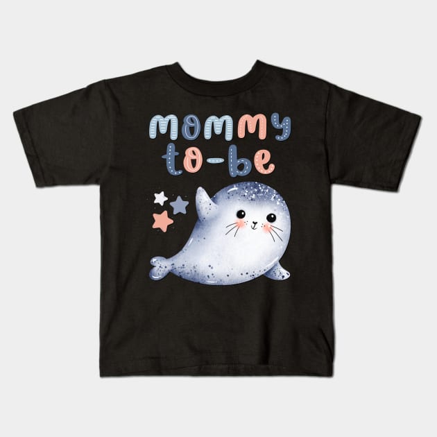 Mommy to be Baby shower Hello little One Sweet little seal cute baby outfit Kids T-Shirt by BoogieCreates